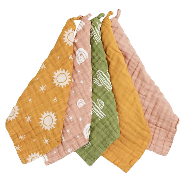 5pc Muslin Wash Cloth Set - Earth