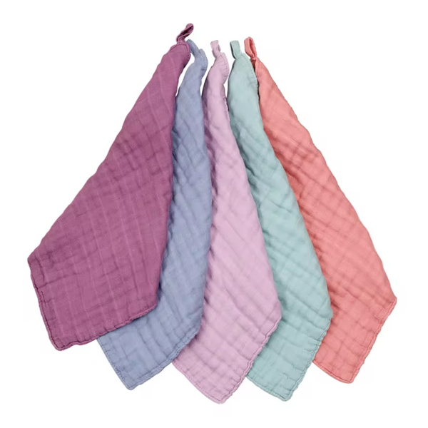 5pc Muslin Wash Cloth Set - Pastels