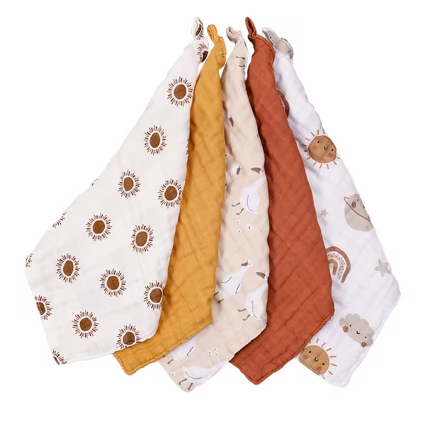 5pc Muslin Wash Cloth Set - Sunset