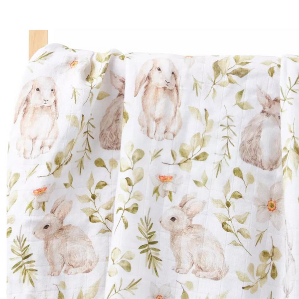 Bamboo Cotton Muslin Blanket - Bunnies